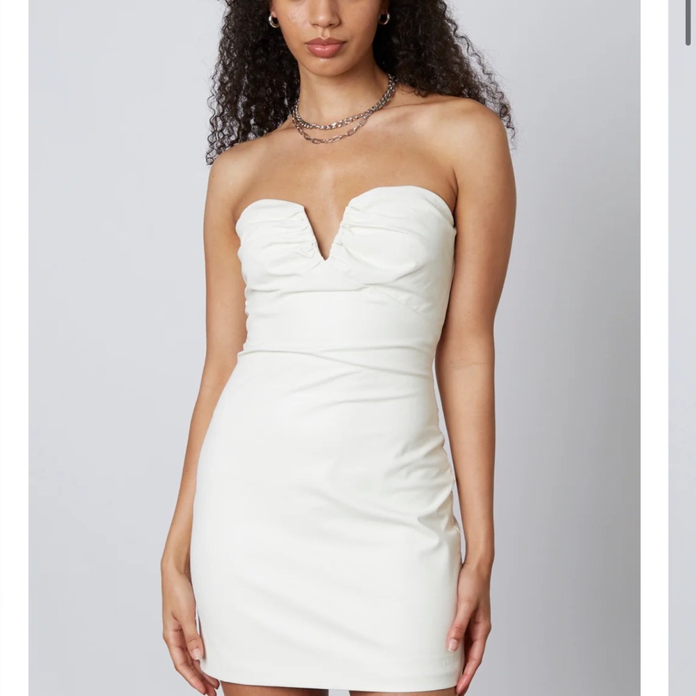 American Threads White Strapless Dress